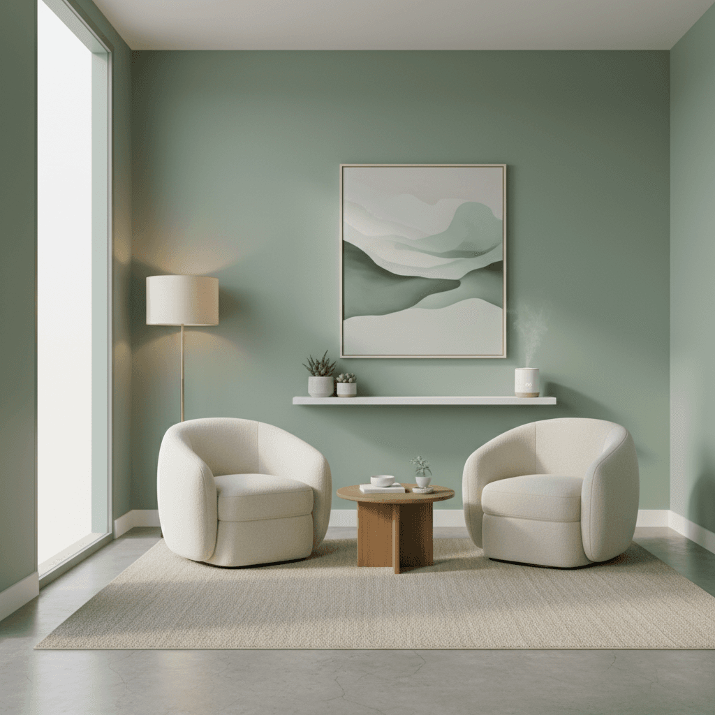 Warm, welcoming therapy office space